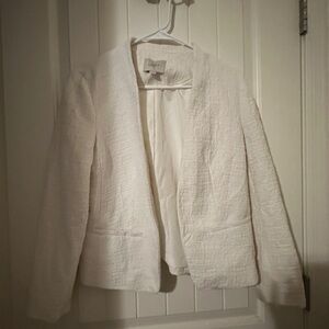 Ann Taylor loft women’s 14 open front cream blazer